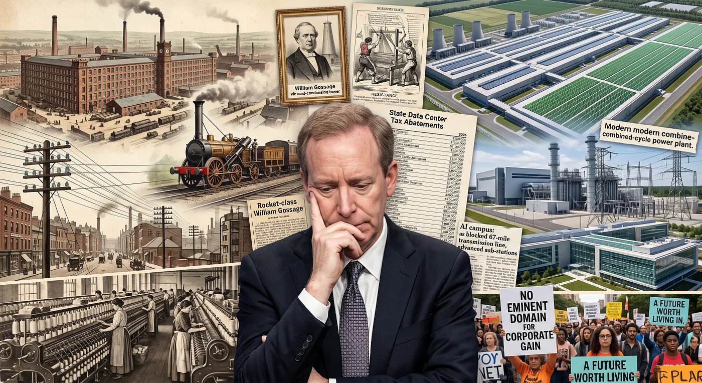 Microsoft’s Brad Smith contemplating the Industrial Revolution and the AI Race — Image by Gemini