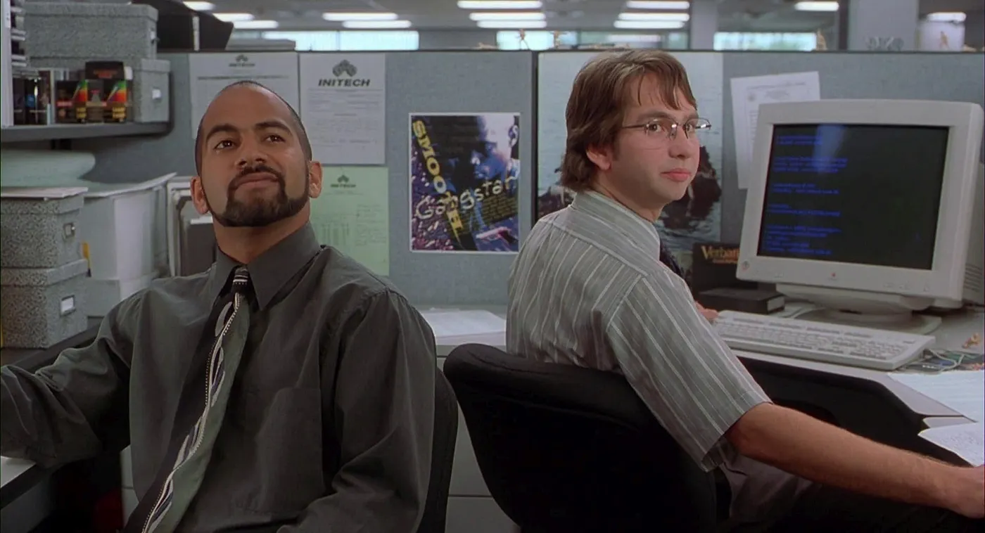“Michael and Samir” from Office Space — Image from cinematicfreeze.com